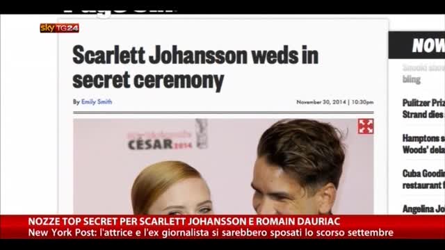 Nozze top secret per Scarlett Johansson e Romain Dauriac