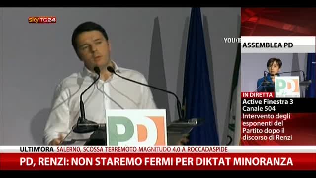 Pd, Renzi: non staremo fermi per diktat minoranza