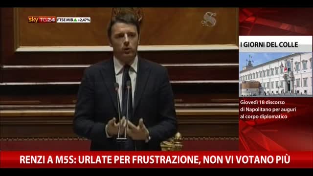 Renzi a M5S: "Urlate per frustrazione, non vi votano più"