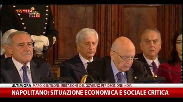 Napolitano: situazione economica e sociale critica