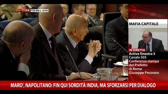 Marò, Napolitano: fin qui sordità India, sforzo per dialogo