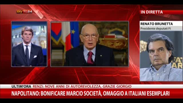 Napolitano, Brunetta: "Discorso deludente"