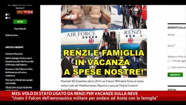 M5S: "Volo di Stato usato da Renzi per vacanze sulla neve"