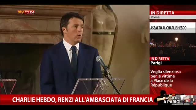 Charlie Hebdo, Renzi all'ambasciata di Francia