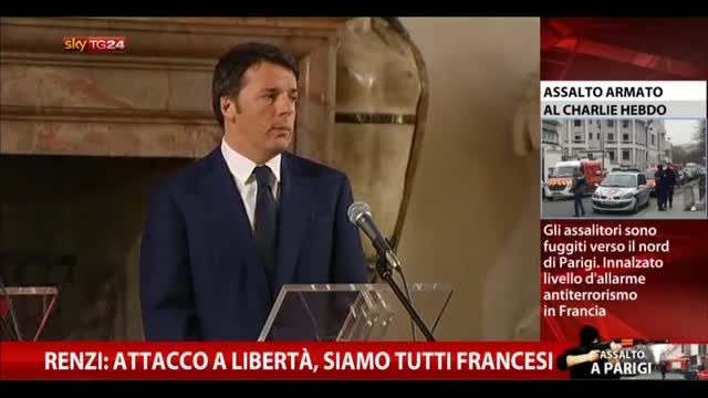 Renzi: attacco a libertà, siamo tutti francesi
