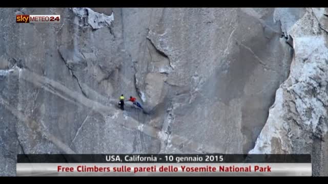 California, Free Climbers sulle pareti dello Yosemite Park