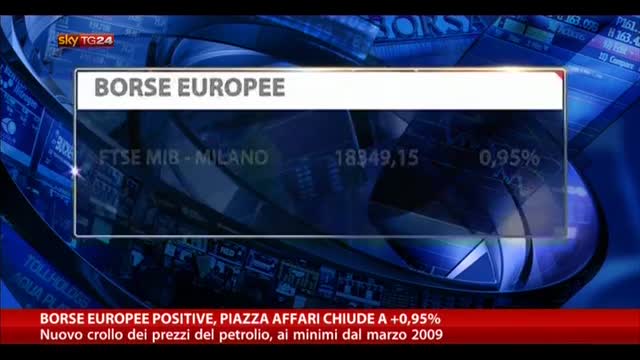 Borse europee positive, piazza Affari chiude a +0,95%