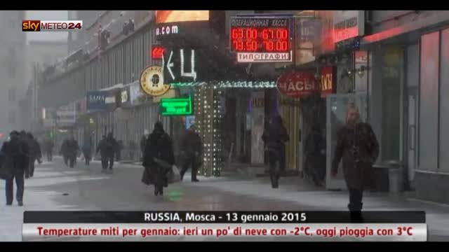 Mosca, clima mite per gennaio: ieri un po’ di neve con -2°