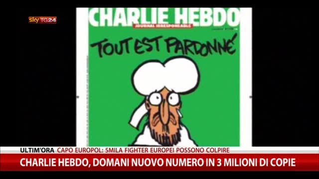Charlie Hebdo, domani nuovo numero in 3 milioni di copie