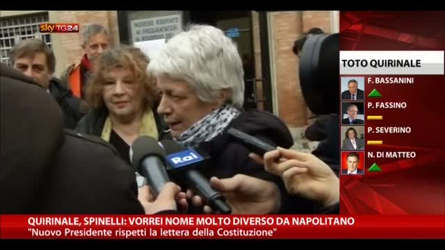 Quirinale, Spinelli: vorrei nome molto diverso da Napolitano