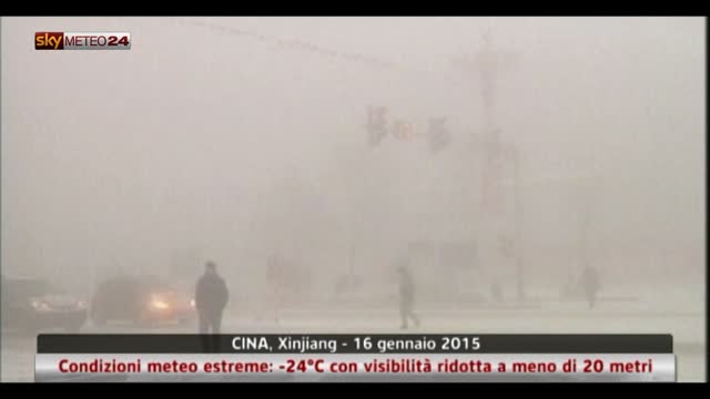 Cina, condizioni meteo estreme: -24°C, visibilità sotto 20m