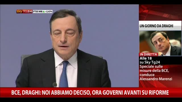 Draghi: noi abbiamo deciso, ora governi avanti su riforme