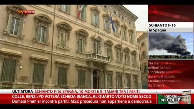 Colle, Renzi: Pd voterà scheda bianca, a 4' voto nome secco