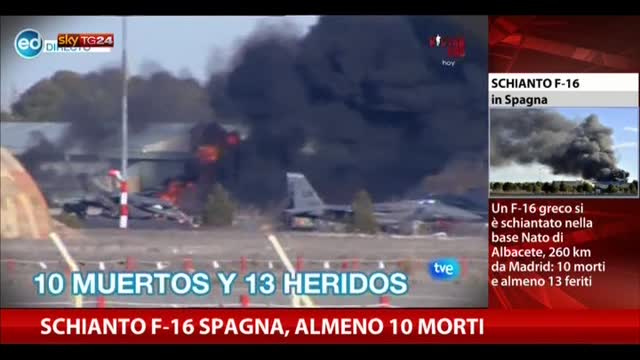 Schianto F16 Spagna, almeno 10 morti