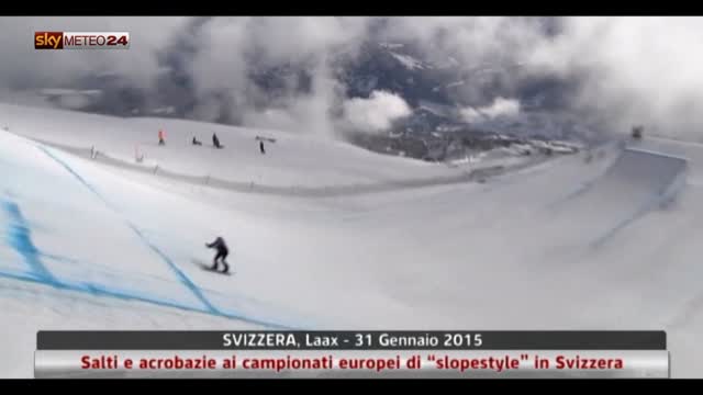 Laax, salti e acrobazie a campionati europei di “slopestyle”