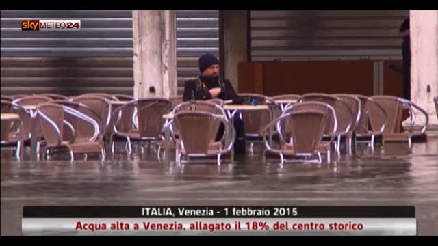Acqua alta a Venezia, allagato il 18% del centro storico