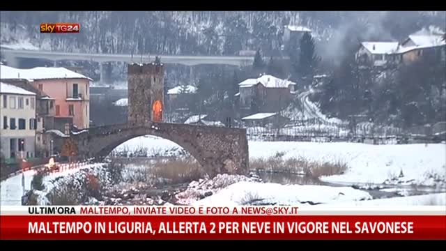 Maltempo Liguria, allerta 2 per neve in vigore nel savonese