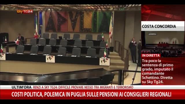 Polemica in Puglia su pensioni ai consiglieri regionali