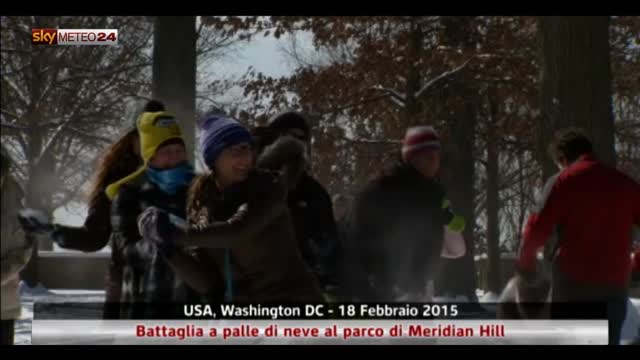 Usa, battaglia a palle di neve in un parco di Washington