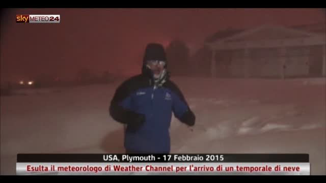 Esulta meteorologo di Weather Channel per temporale di neve