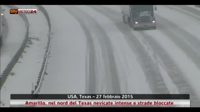 Texas, intense nevicate e strade bloccate