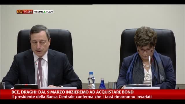 Bce, Draghi: dal 9 marzo inizieremo ad acquistare bond