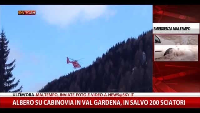 Albero su cabinovia in Val Gardena, in salvo 200 sciatori