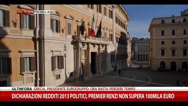 Dichiarazioni redditi 2013 politici, Renzi sotto 100mila €