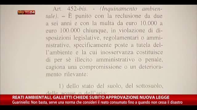Reati ambientali, Galletti chiede subito approvazione legge
