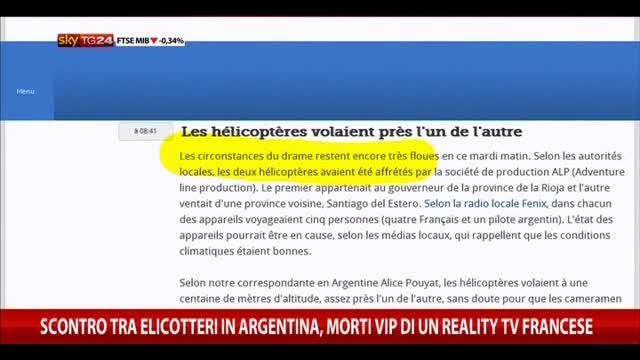 Scontro tra elicotteri, gli aggiornamenti da Le Figaro