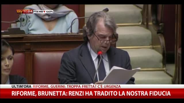 Riforme, Brunetta: Renzi ha tradito la nostra fiducia