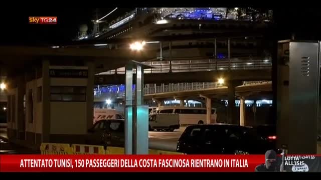 Tunisi, 150 passeggeri Costa Fascinosa rientrano in Italia