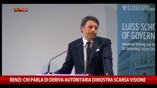 Renzi, chi parla deriva autoritaria dimostra scarsa visione