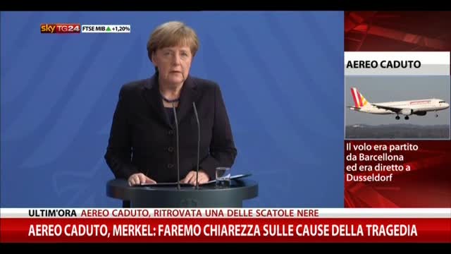 Aereo caduto, Merkel: faremo chiarezza su cause tragedia