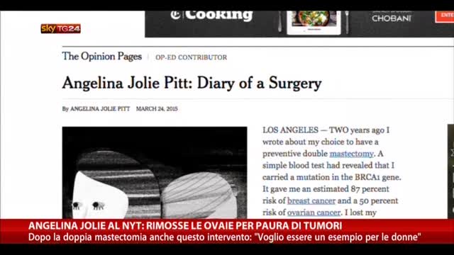 Angelina Jolie al NYT: rimosse ovaie per paura dei tumori