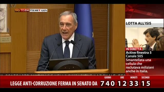 Legge anti-corruzione, Grasso: al via dibattito parlamentare