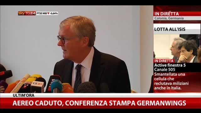 Aereo caduto, conferenza stampa Germanwings