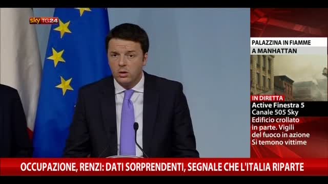 Occupazione, Renzi: dati sorprendenti, segnale di ripartenza