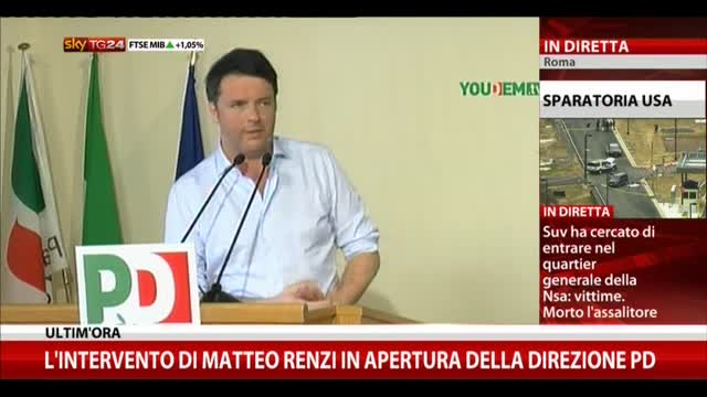 Renzi: chiedo voto e mandato da direzione PD