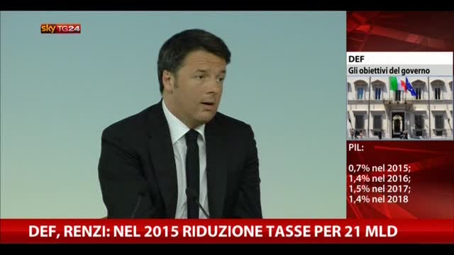 Def, Renzi: nel 2015 riduzione tasse per 21 mld