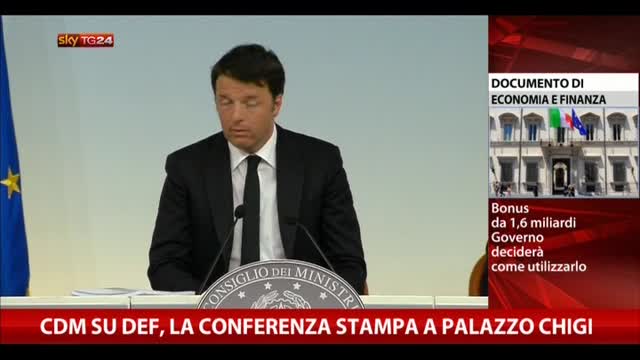 Def, Renzi: "E' finito il tempo delle tasse"