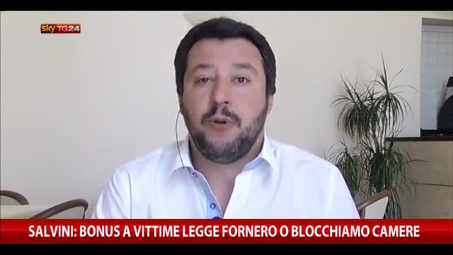 Salvini: "Bonus a vittime legge Fornero o blocchiamo Camere"
