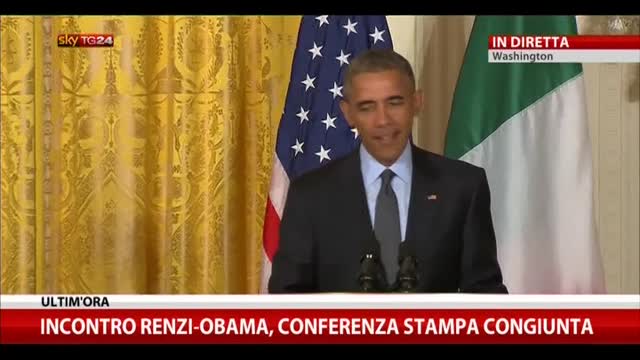 Obama: Renzi è un premier dinamico che vuole la crescita