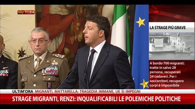 Strage migranti, Renzi: Inqualificabili polemiche politiche