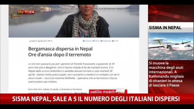 Sisma Nepal, sale a 5 il numero degli italiani dispersi