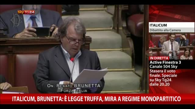 Italicum, Brunetta: legge truffa, mira regime monopartitico