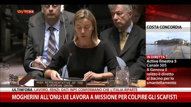 Mogherini a ONU: "UE lavora a missione per colpire scafisti"