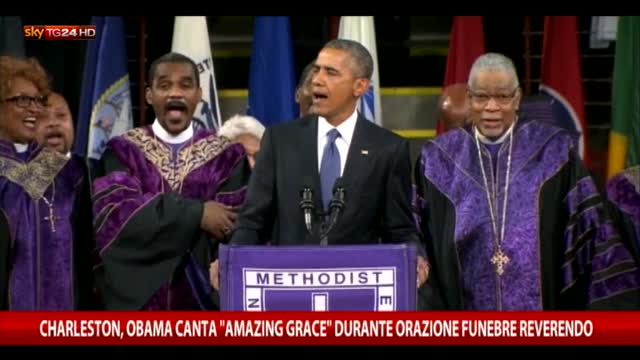 Obama canta ai funerali di Charleston