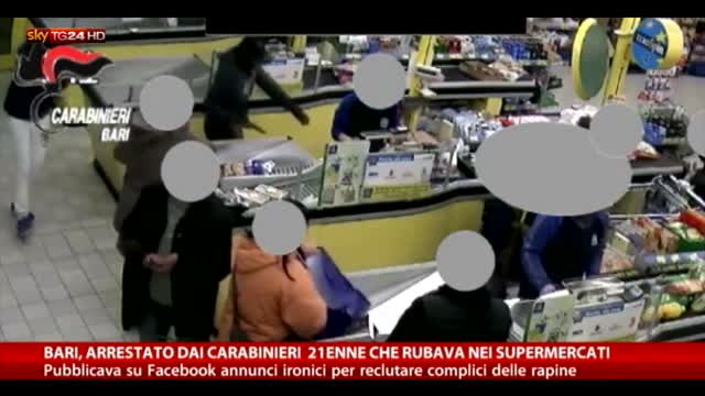 Bari, arrestato 21enne che rubava nei supermercati