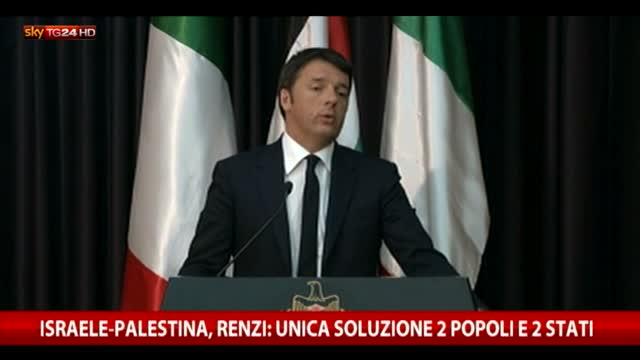 Israele-Palestina, Renzi: soluzione è 2 popoli e 2 stati